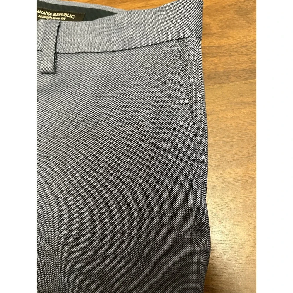 Banana Republic Marzotto Men's 33x34 Slim Fit Wool Dress Pants Gray Flat Front